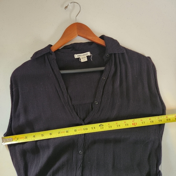Billabong Sleeveless Black Midi Shirt Dress Button Down Belt Womens Small - Picture 7 of 8